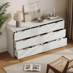 HOUROM 59” Wide White Fluted Dresser for Bedroom with 9 Drawers - Image 7