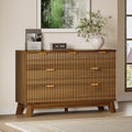 BORNOON Fluted 7 Drawer Dresser, 47.2" Wide Modern Boho Chest of Drawers, Wooden Storage Dresser TV Stand for Bedroom, Living Room, Closet, Hallway, Curved Profile Design by BORNOON