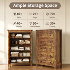 Xixini 45.5" Tall 5-Drawer Dresser for Bedroom, Chest of Drawers, Brown - Image 4