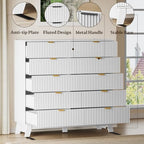BORNOON 46" Tall Dresser for Bedroom, 10-Drawer Fluted Chest of Drawers, Modern Wood Highboy with Metal Slides and Handles, Anti-Tip Kit, Vertical Clothes Storage Organizer for Apartment, Closet - Image 4
