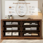 Fluted 6 Drawer Wood Dresser,Farmhouse Chest for Bedroom Entryway,Walnut - Image 6