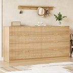55.1" Wide Fluted 10 Drawer Dresser for Bedroom, Natural - Image 7
