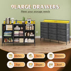 WLIVE Bedroom Dresser TV Stand 9 Drawers, Fabric Chest LED Lights, Charcoal - Image 5