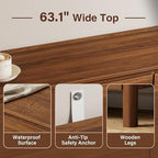 Furniway 63" Mid-Century Modern Dresser for Bedroom, 9 Drawer Wide Chest of Drawers with Wood Legs, Large Storage Bedroom Dresser, Walnut - Image 4