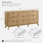 T4TREAM 63" Wide Fluted 9 Drawer Dresser for Bedroom, Natural Oak - Image 2