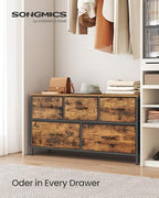 SONGMICS Dresser for Bedroom, Wide Dresser with 5 Fabric Drawers - Image 3