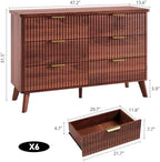 GarveeHome Fluted Dresser for Bedroom with 6 Deep Drawers, Walnut - Image 2