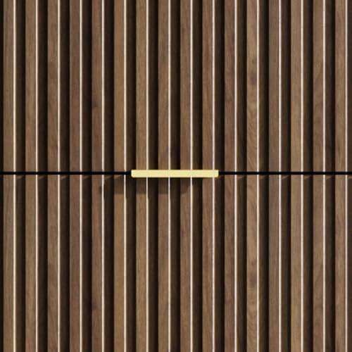 MAISONARIA 6 Drawer Dresser for Bedroom, 55" Wide Modern Chest of Drawers with Gold Metal Handles, Fluted Wood TV Stand for Living Room, Hallway, Walnut - Image 7