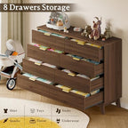 BORNOON Fluted 8 Drawer Tall Dresser, 47.2" Wide Modern Boho Chest of Drawers, Wooden Storage Dresser TV Stand for Bedroom, Living Room, Closet, Hallway, Curved Profile Design - Image 5