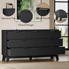 BORNOON 57" Long Dresser for Bedroom, 7-Drawer Fluted Chest, Wide Wood Storage Dresser with Metal Slides and Handles, Stable Base, Modern Clothes Organizer for Primary Suite, Guest Room, Nursery - Image 5