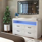 Wodeer White Dresser for Bedroom, Wood 4 Drawer Dresser with LED Light, Dressers & Chests of Drawers with Metal Handles, Storage and Organization for Bedroom, Hallway, Entryway - Image 5