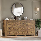BORNOON 9-Drawer Dresser, Modern Wooden Storage Chest of Drawers, Dresser TV Stand, Wood Drawer Organizer with Metal Handles for Bedroom, Living Room, Hallway - Image 6