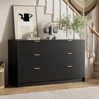 Furniway Black Dresser for Bedroom, Modern Dresser with 6 Drawers and Smooth Slides, Wide Chest of Drawers with Golden Handles for Bedroom, Living Room, Closet, 15.7" D x 55.1" W x 31.4" H - Image 5