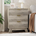 Xixini Fluted Nightstand with 3 Drawers, 24" Wide Side Table, Grey - Image 3