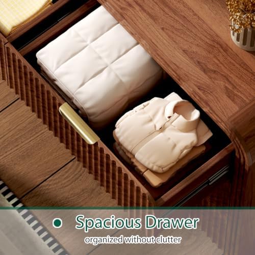 Ieejdn 62.91" Modern Chest of Drawer, 9 Deep Drawers,Clothes Organizer,Large Storage Cabinet for Living Room, Bedroom,Dresser TV Stand, Wood Drawer Organizer for Living Room, Hallway, ​​Chestnut - Image 6