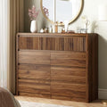 LYNSOM Walnut Fluted 9 Drawer Dresser for Bedroom, Curved Edge, 50" Wide by LYNSOM