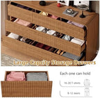 Wodeer Dresser Fluted 6 Drawers Dresser for Bedroom, 47" Wide Wood Chest of Drawers with Hidden Handles & Rounded Corners (Walnut, 9 Drawers, Fluted Panel & Rounded Corners) - Image 4