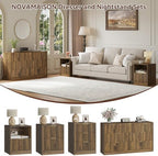 Fluted Dresser & Nightstand Set 3-Piece, 7 Drawer Dressers and Night Stand Set of 2 with Metal Handle, Fluted Mid Century Wood Chest of Drawers Storage Dressers Set for Bedroom, Walnut - Image 2