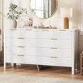 Fluted 10 Drawer Dresser, 55" Wide High Gloss Dresser for Bedroom by UANRBOA