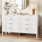 Fluted 10 Drawer Dresser, 55" Wide High Gloss Dresser for Bedroom by UANRBOA