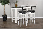 Pemberly Row Set of 3 White/Brown Wood Bar Unit and 2 Swivel Barstool - Image 2