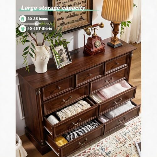 Farmhouse 9-Drawer Dresser with Charging Station for Bedroom - Image 5