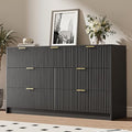 MAISONARIA Black 7 Drawer Dresser for Bedroom, 55.9" Wide Modern Fluted Dresser with Gold Metal Handles, Wide Chest of Drawers for Bedroom, Living Room, Entryway, Hallway by MAISONARIA