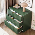 MAISONARIA Green Fluted Dresser for Bedroom, 32 Inch Wide Nightstand with Large Drawer, 3 Drawer End Table for Bedroom, Living Rooms, Offices, and Entryways - Image 5