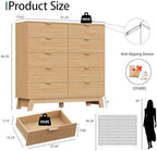 Fluted Dresser for Bedroom with 10 Drawers, 48" Wide Modern Chest of Drawers with Metal Handle, Wooden Dresser TV Stand, Wood Closet Clothes Storage Organizer for Living Room, Hallway, Natural Oak - Image 2