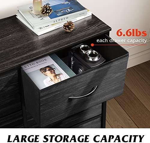 WLIVE Dresser for Bedroom with 6 Drawers, Charcoal Black Wood Grain Print - Image 5