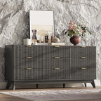 63" Wide Fluted 9 Drawers Dresser for Bedroom,Curved Edge,Black - Image 3