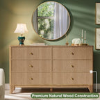INNOD Fluted 6 Drawers Dresser, 54" Wide Modern Chest of Drawers with Round Corners, Wooden Dresser TV Stand, Wood Drawer Organizer for Bedroom, Living Room, Hallway - Image 4