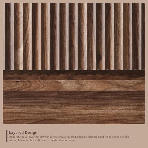 Fluted 8 Drawer Dresser for Bedroom, 50” Wide Modern Dresser & Chest of Drawers with Curved Profile Design, Wood Mid Century Dressers for Bedroom, Living Room, Walnut - Image 6