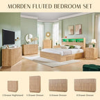 Fluted 5 Drawers Dresser for Bedroom, 45" Tall Modern Dressers & Chest of Drawers with Metal Handle, Wood Closet Clothes Storage Organizer,Storage Dressers Organizer for Hally/Living Room, Natural - Image 6