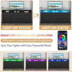 Gyfimoie 63" Black 9-Drawer Dresser for Bedroom w/Power Outlet, LED Light - Image 5