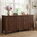FUSUNBAO 6-Drawer Fluted Dresser, 52" Wide Double Chest of Drawers,Walnut by FUSUNBAO
