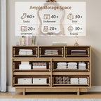 HOUROM Oak Dresser for Bedroom, 51in Modern 7 Drawer Chest of Drawers - Image 4