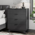 Xixini Fluted Nightstand with 4 Drawers, 31.5" Wide Side Table, Black by Xixini