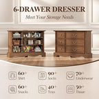 Farmhouse 6-Drawer Dresser with Charging Station for Bedroom - Image 7