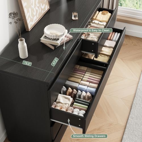 Jocoevol Black 8 Drawer Dresser for Bedroom (15.3" D x 55.2" W x 32.3" H) - Image 5