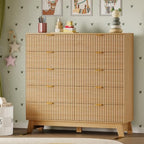 BORNOON 46" Tall Dresser for Bedroom, 10-Drawer Fluted Chest of Drawers, Modern Wood Highboy with Metal Slides and Handles, Anti-Tip Kit, Vertical Clothes Storage Organizer for Apartment, Closet - Image 6