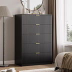 MAISONARIA 5 Drawer Dresser for Bedroom, Tall Dresser Chest of Drawers with Gold Handles, 32 Inch Wide Nightstand with for Bedroom, Living Rooms, Offices, and Entryways, Black - Image 6