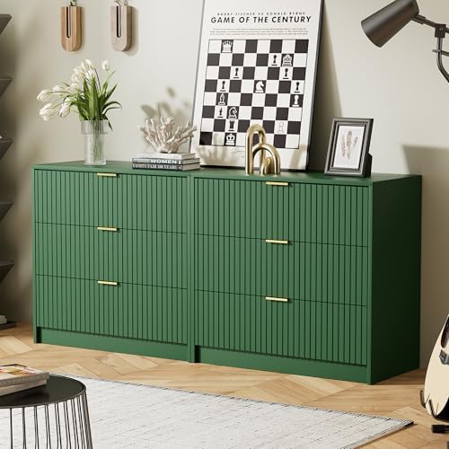 Furniway Green Dresser for Bedroom, Modern Dresser with 3 Drawers and Smooth Slides, Wide Chest of Drawers with Golden Handles for Bedroom, Living Room, Closet, 15.7" D x 31.5" W x 29.6" H - Image 5