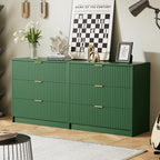 Furniway Green Dresser for Bedroom, Modern Dresser with 3 Drawers and Smooth Slides, Wide Chest of Drawers with Golden Handles for Bedroom, Living Room, Closet, 15.7" D x 31.5" W x 29.6" H - Image 5