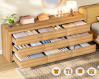 TEENFON 63" Dresser for Bedroom with 9 Drawers, Modern Dressers & Chests of Drawers with Thicker Panels, Wooden Dresser TV Stand, Bedroom Dressers, for Bedroom, Hallway, Natural - Image 4