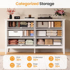 RoyalCraft White 6 Drawer Dresser for Bedroom, Fluted Painted Wood Chest of Drawers, Modern TV Stand Storage Cabinet for Living Room, Entryway, 47" W x 16" D x 32" H - Image 6