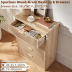 LEYAOYAO Fluted 5 Drawers Dresser for Bedroom, 41" Tall Modern Chest of Drawers with Metal Handle, Curved Profile Design,Natural Wood Drawer Organizer for Bedroom, Living Room, Hallway, Entryway - Image 6