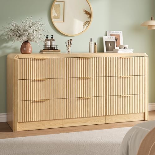 Decofy Fluted 9 Drawers Dresser, 63'' Wide Chest of Drawers for Bedroom by Decofy