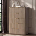 46"W Fluted 5 Drawer Bedroom Dresser, with Faux Marble Top,Natural Oak by DelArk