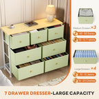 Sweetcrispy 7 Drawer Dresser for Bedroom Storage with Fabric Bins, Green - Image 5
